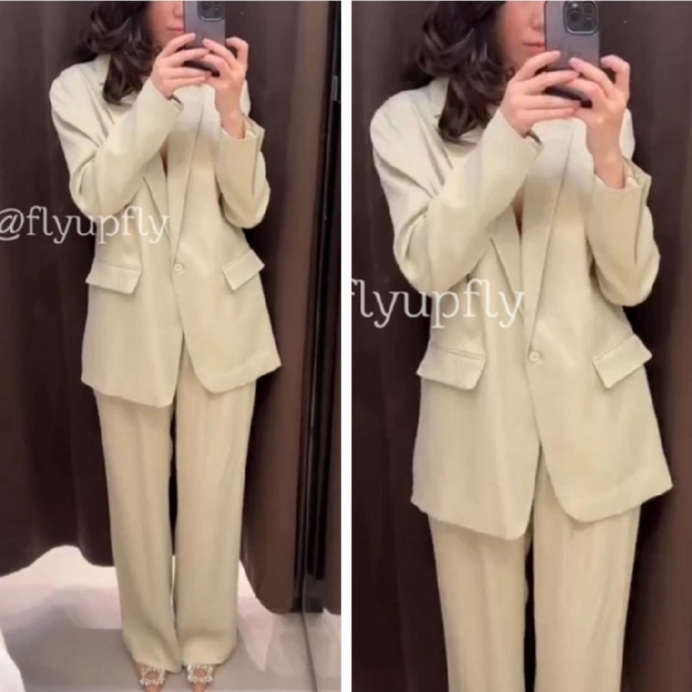 ZARA Satin Oversized Blazer Jacket w/ Flap Pockets Size XS NEW